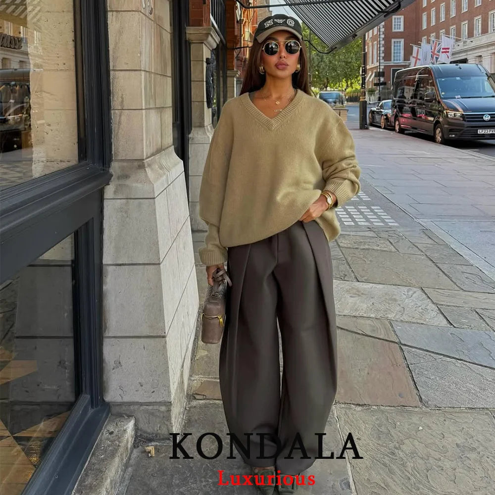 Pleated Wide-Leg Trousers