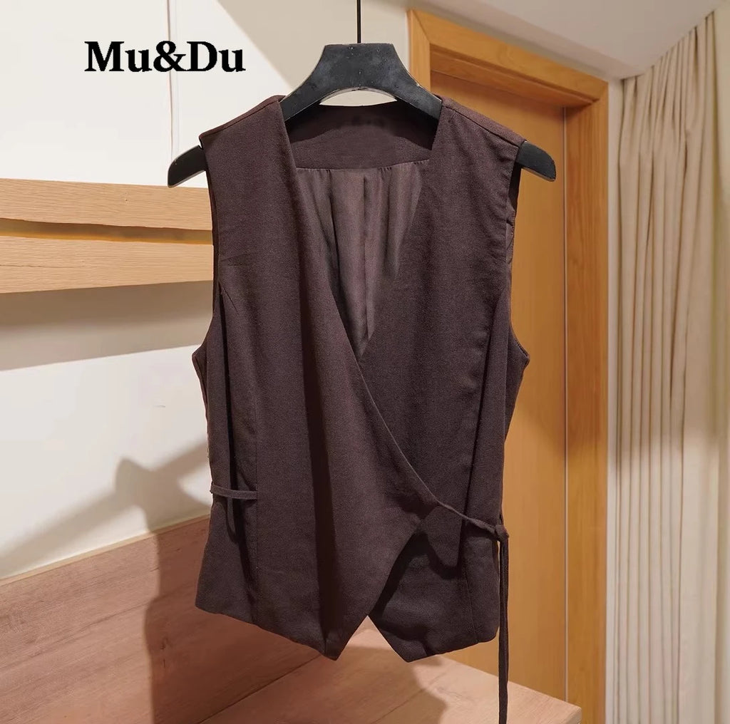 Asymmetric Linen Waistcoat