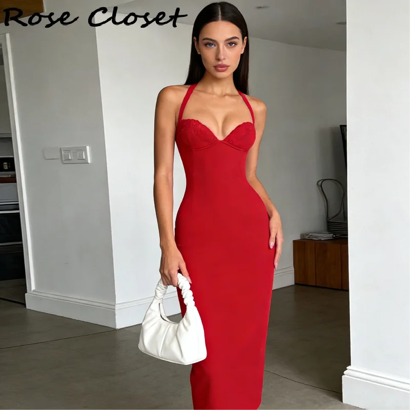 Elegant Halter Midi Dress