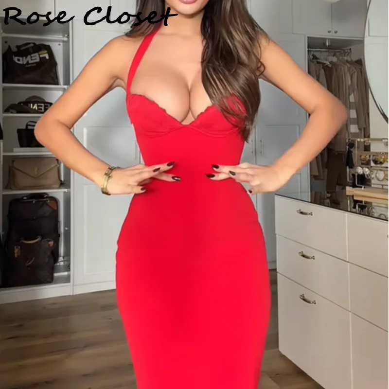 Elegant Halter Midi Dress