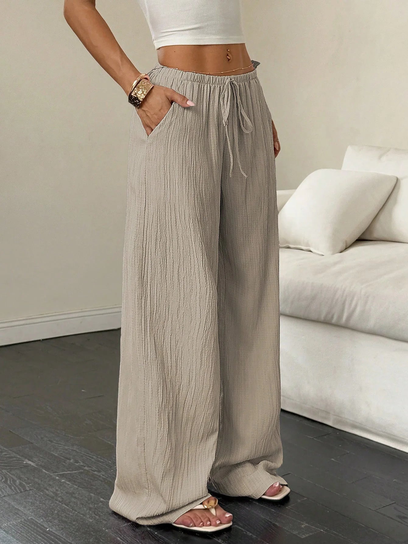 Floor-Length Straight-Leg Trousers