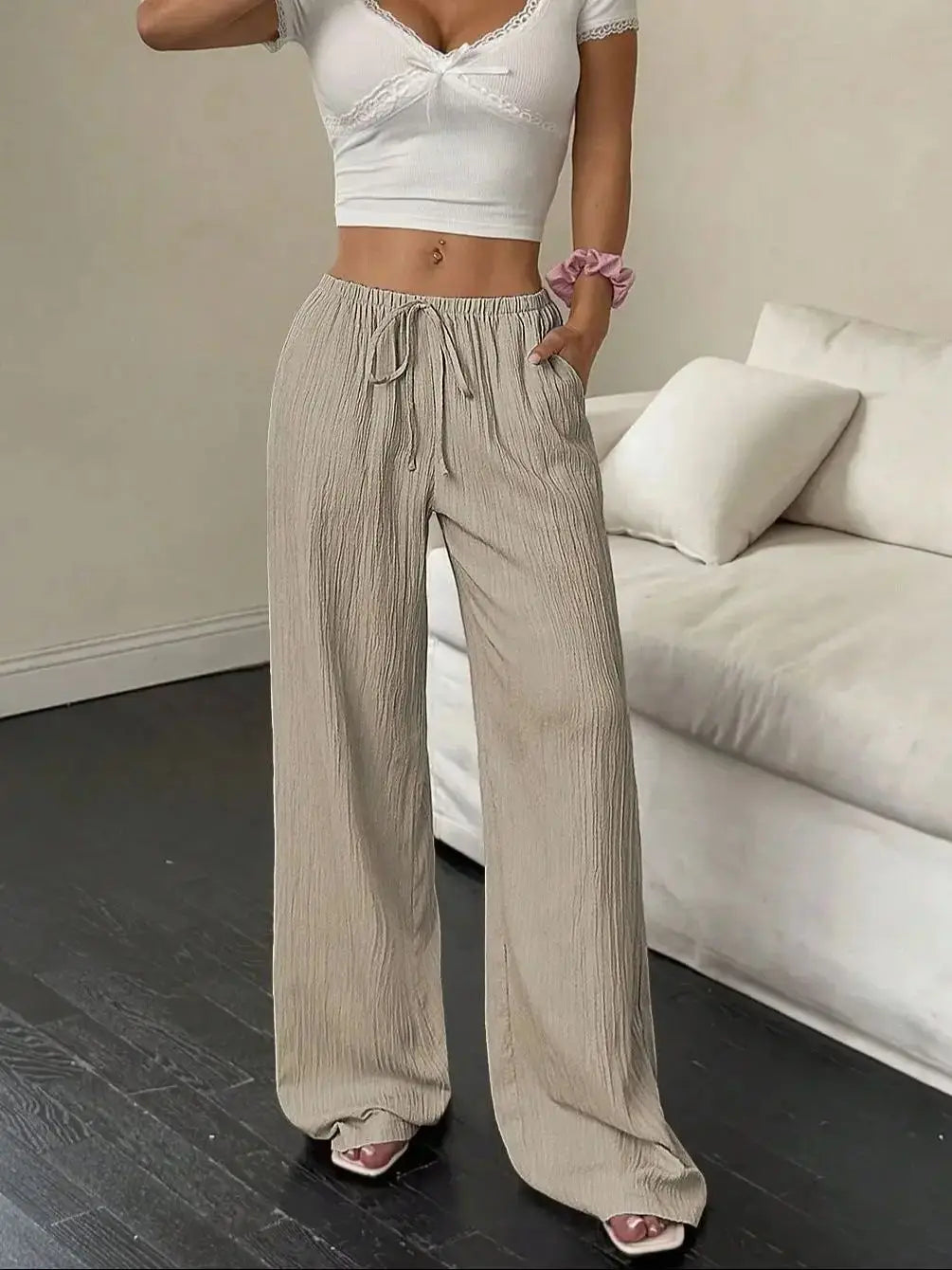 Floor-Length Straight-Leg Trousers