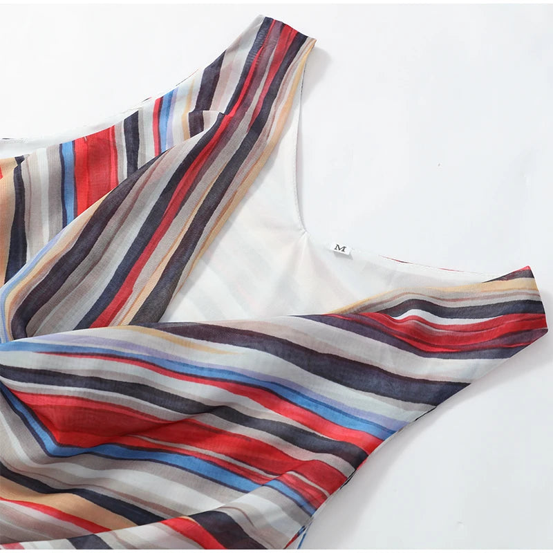 Striped V-Neck Maxi Dress