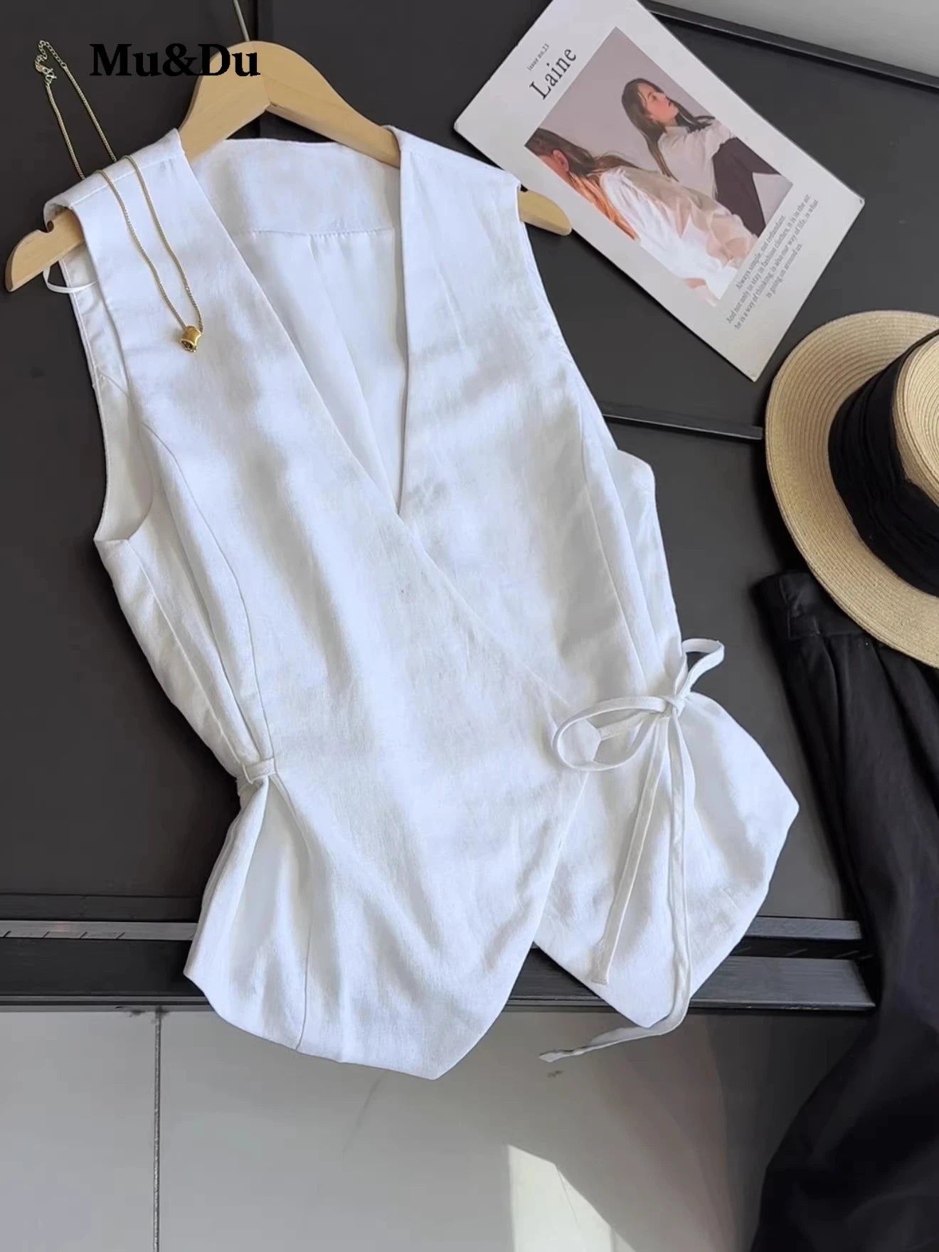 Asymmetric Linen Waistcoat