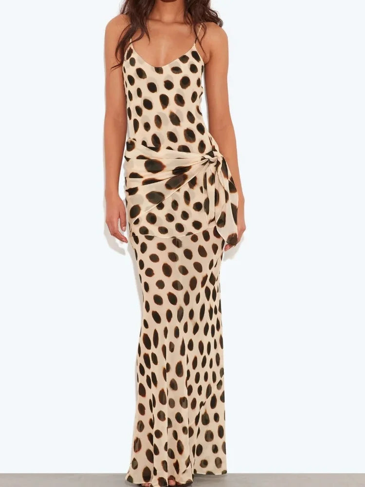 Animal Print Ruched Maxi Dress