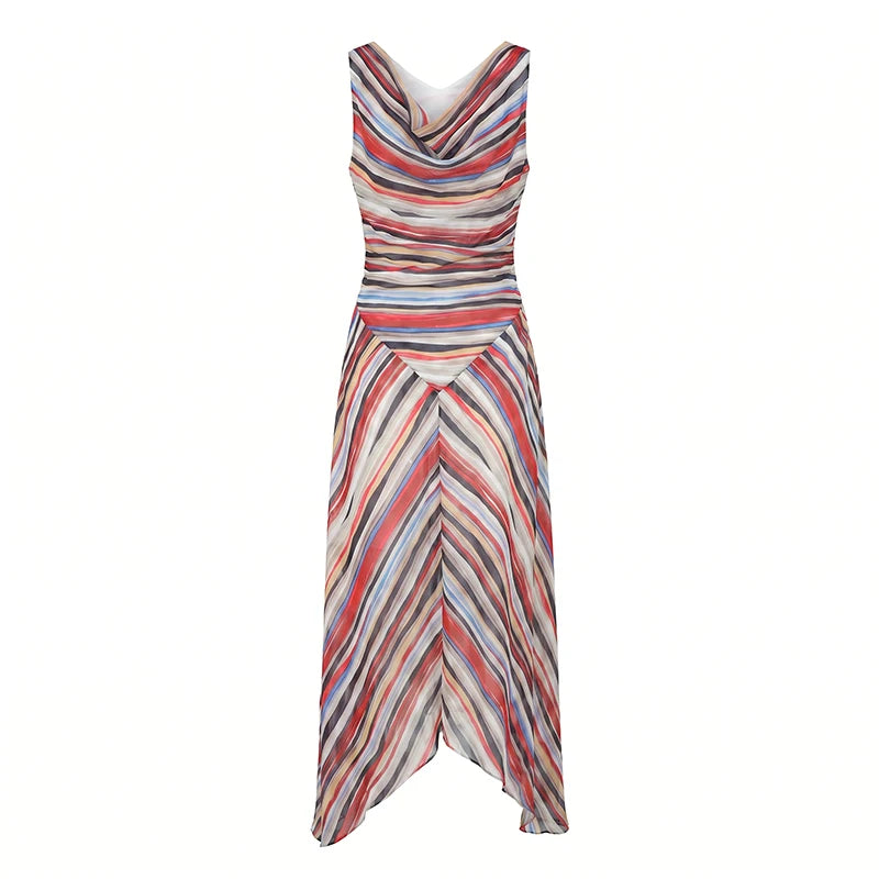 Striped V-Neck Maxi Dress
