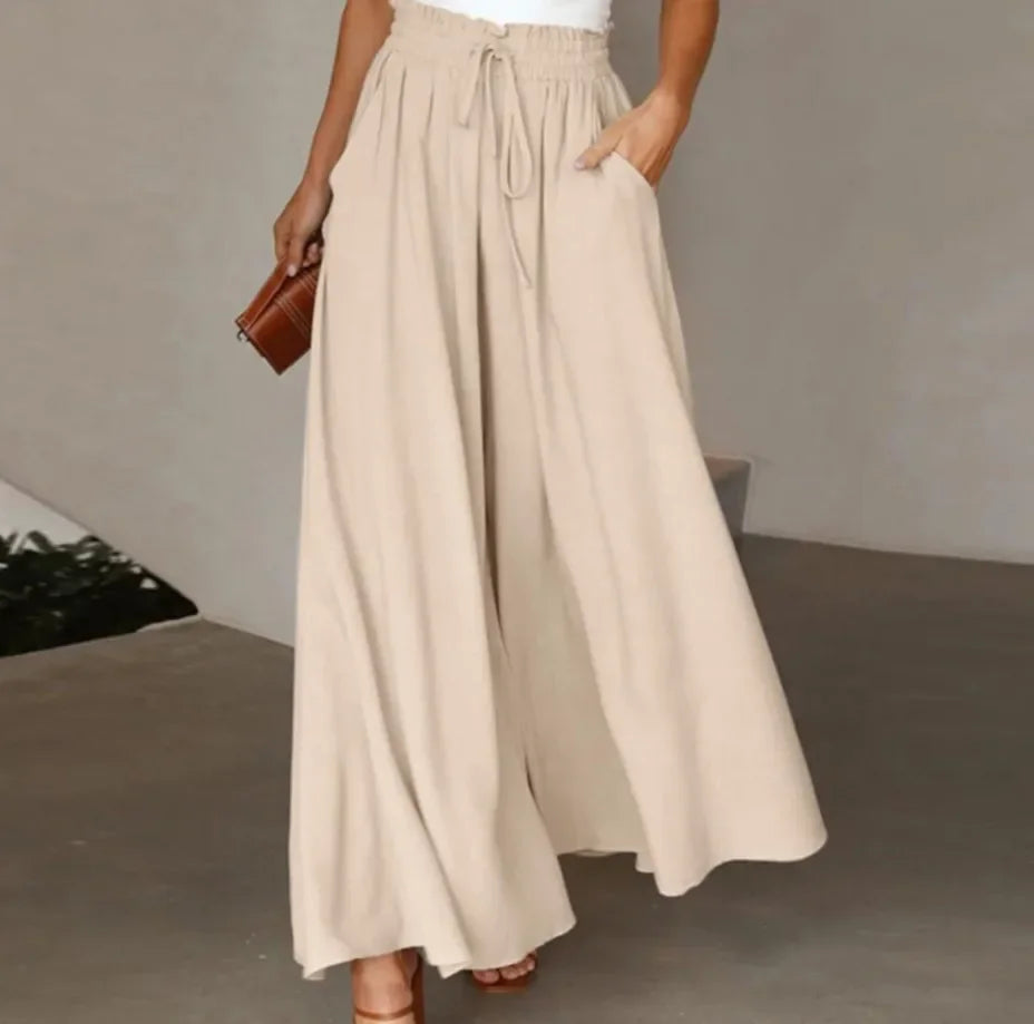 Drawstring Wide-Leg Trousers