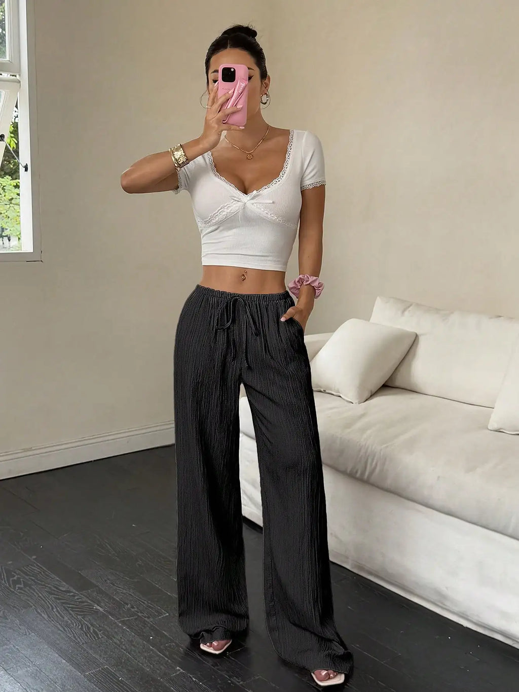 Floor-Length Straight-Leg Trousers