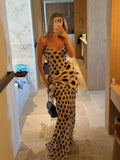 Animal Print Ruched Maxi Dress