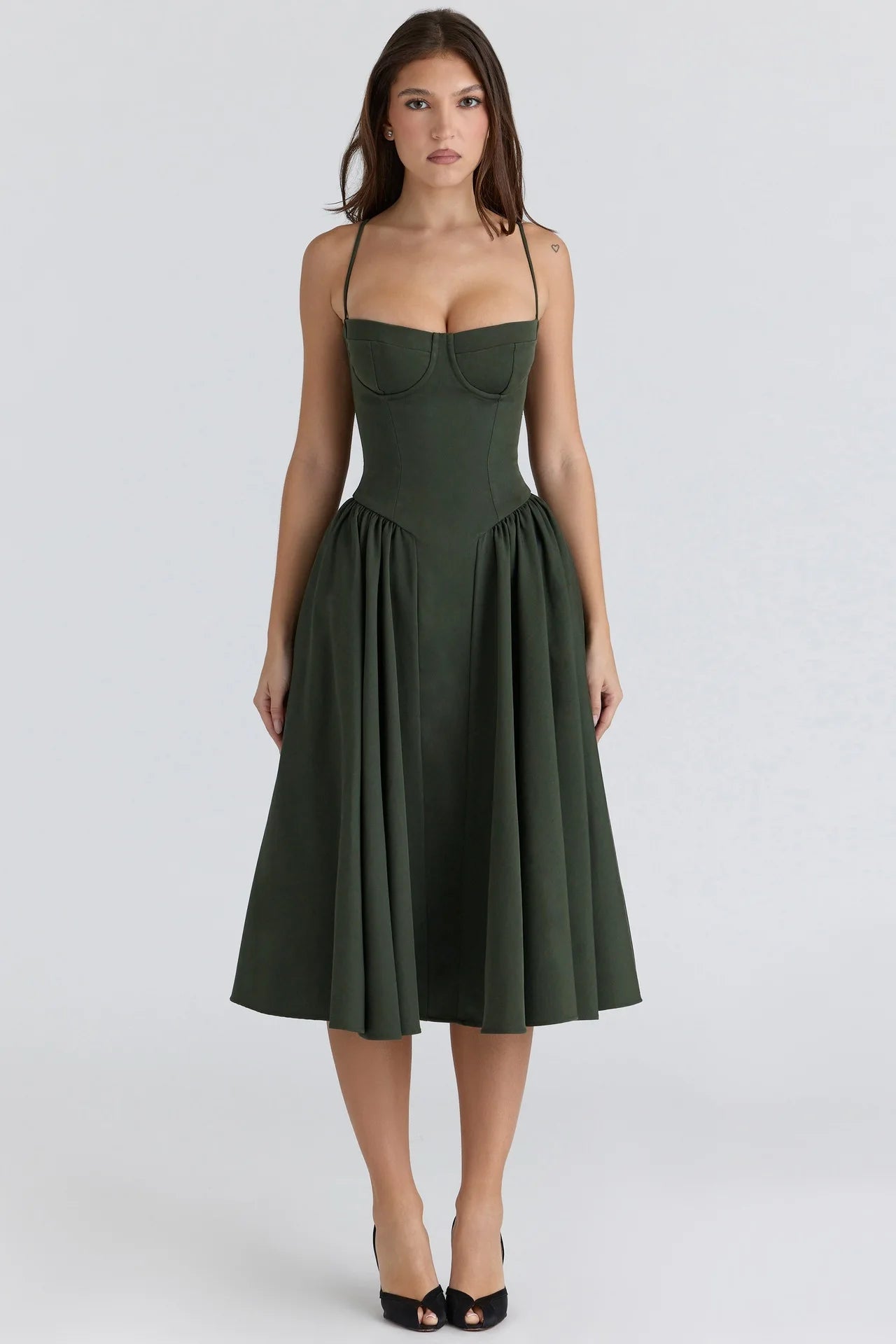 Vintage Floral Corset Midi Dress