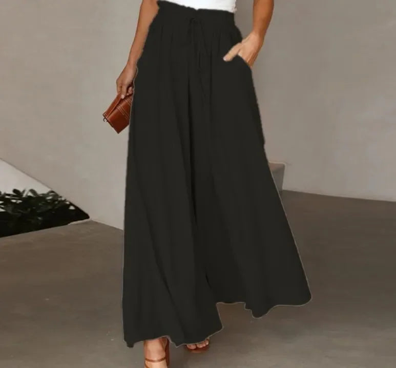 Drawstring Wide-Leg Trousers
