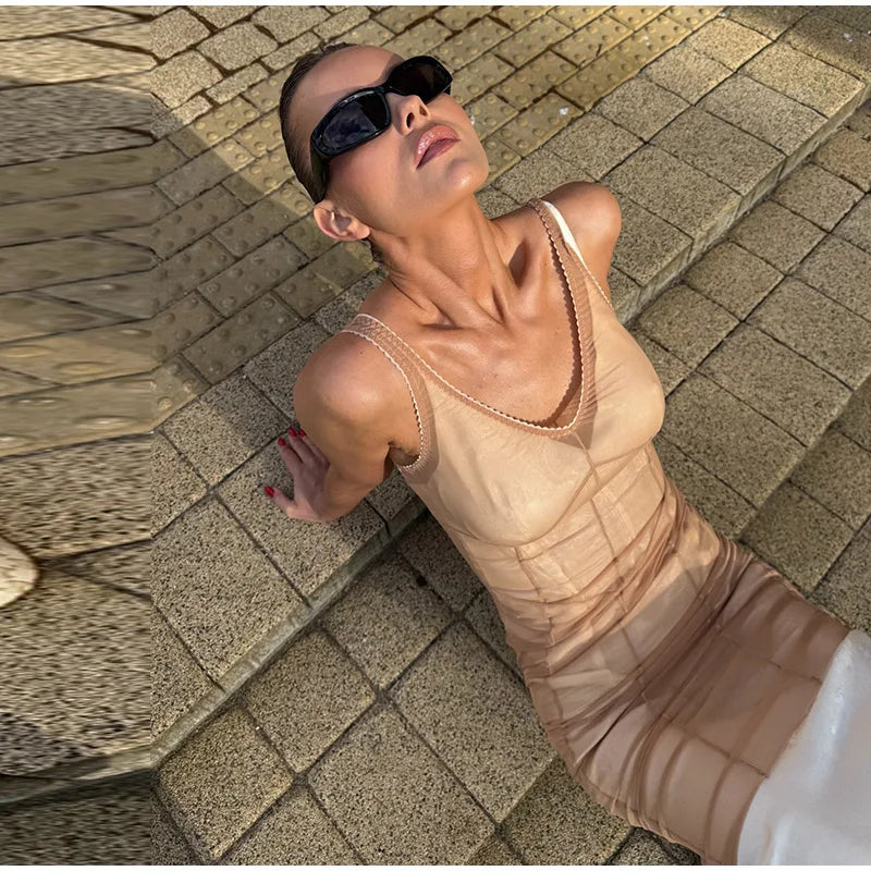 Sheer Mesh Maxi Dress