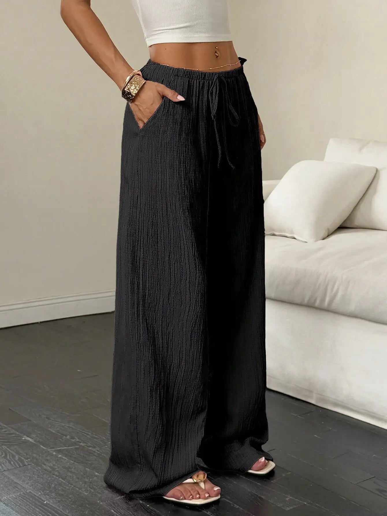 Floor-Length Straight-Leg Trousers