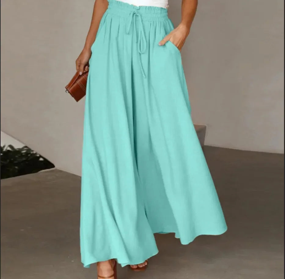 Drawstring Wide-Leg Trousers
