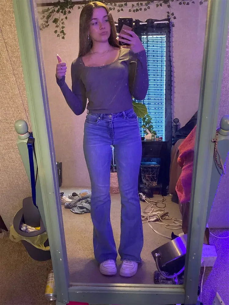 High-Waist Flared Jeans